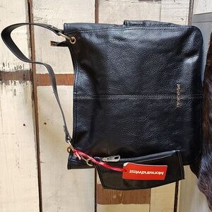 Montana West PU pebble leather black hobo bag with extra zip pouch